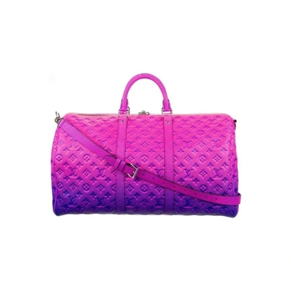 Louis Vuitton Virgil Pink Blue Monogram Illusion Keepall Bandouliere 50 Duffle